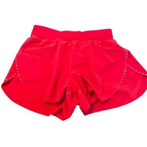 Lululemon Women’s Red Mid-Rise Running Shorts Lined Size 8 Logo Back